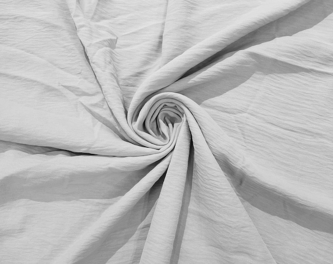 White Air Flow Polyester Fabric for Dresses, 2 way stretch, Tops, Bottoms, Shawl, Scarf, Costumes, Crafts.