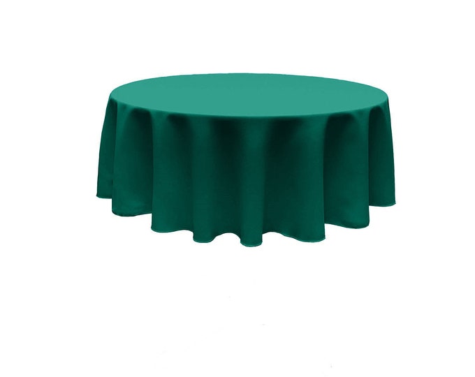 Teal Green - Solid Round Polyester Poplin Tablecloth Seamless.