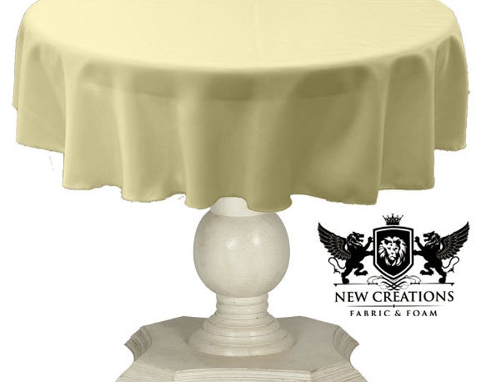 Light Yellow Tablecloth Solid Dull Bridal Satin Overlay for Small Coffee Table Seamless.