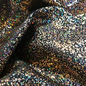 Gold-black iridescent shattered glass design 4 way Stretch nylon spandex-dresses-fashion-leggings-baiting suits-apparel-sold by the yard.