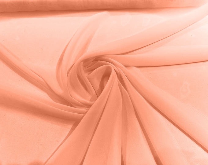 Dark Peach 58/60" Wide 100% Polyester Soft Light Weight, Sheer, See Through Chiffon Fabric/ Bridal Apparel | Dresses | Costumes/ Backdrop