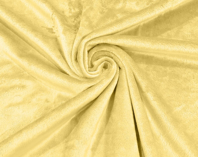 Banana Minky Smooth Soft Solid Plush Faux Fake Fur Fabric Polyester- Sold by the yard.