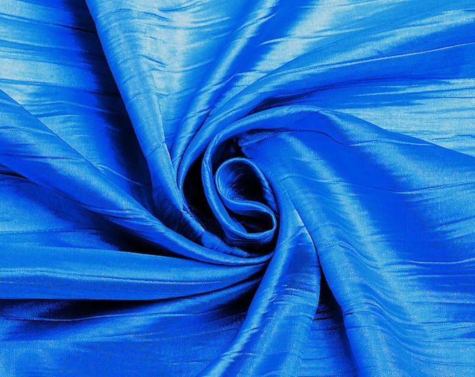 Turquoise - Crushed Taffeta Fabric - 54" Width - Creased Clothing Decorations Crafts - Sold By The Yard