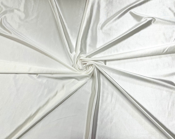 Off White Deluxe Shiny Polyester Spandex Fabric Stretch 58" Wide Sold by The Yard.