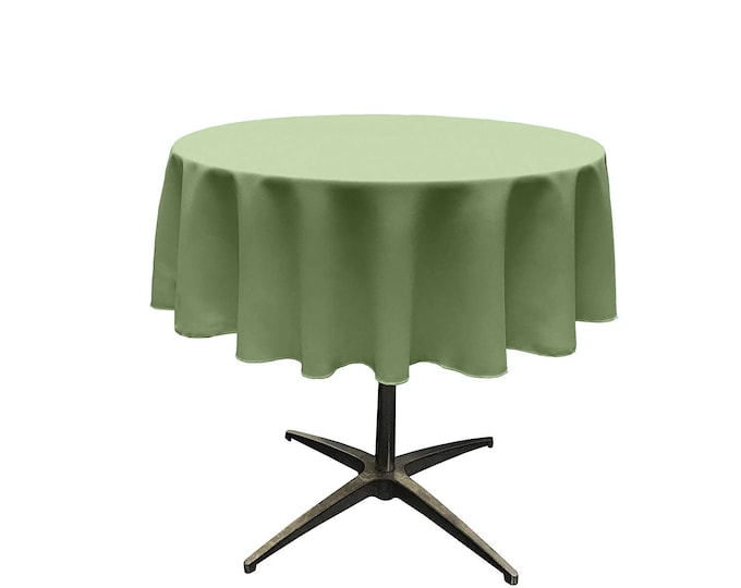 Sage Green - Solid Round Polyester Poplin Tablecloth Seamless.