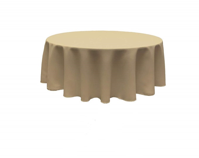 Taupe - Solid Round Polyester Poplin Tablecloth Seamless.