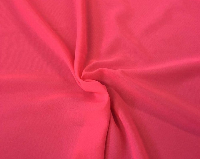 Neon Fuchsia 58/60" Wide 100% Polyester Soft Light Weight, Sheer, See Through Chiffon Fabric Sold By The Yard.