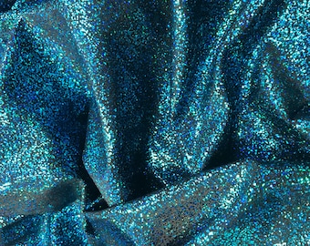 Turquoise-black iridescent shattered glass design 4 way Stretch nelon spandex-leggings-dresses-bathing suits-apparel-sold by the yard.