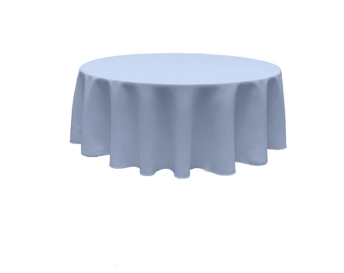 Light Blue - Solid Round Polyester Poplin Tablecloth Seamless.