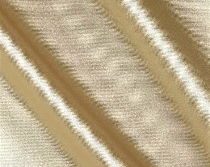 Champagne 58-59" Wide - 96 percent Polyester, 4% Spandex Light Weight Silky Stretch Charmeuse Satin Fabric by The Yard.