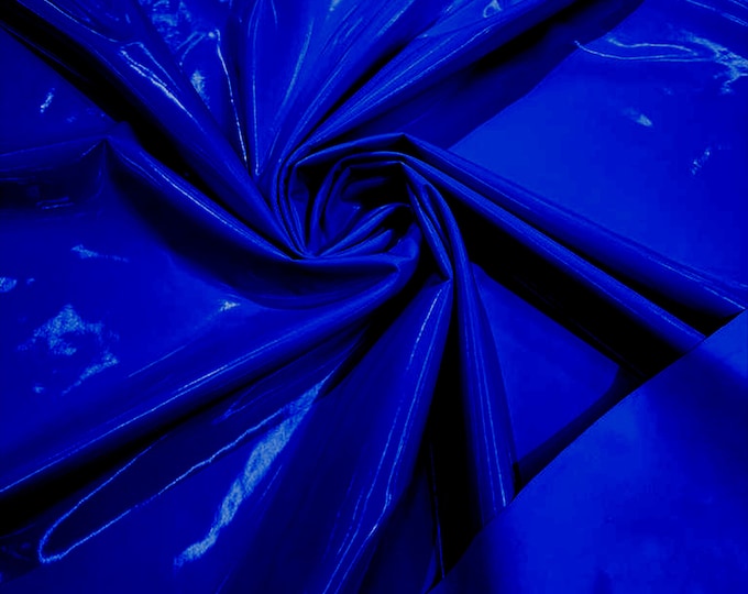 Spandex Shiny Vinyl Fabric (Latex Stretch) - Sold By The Yard - Royal Blue