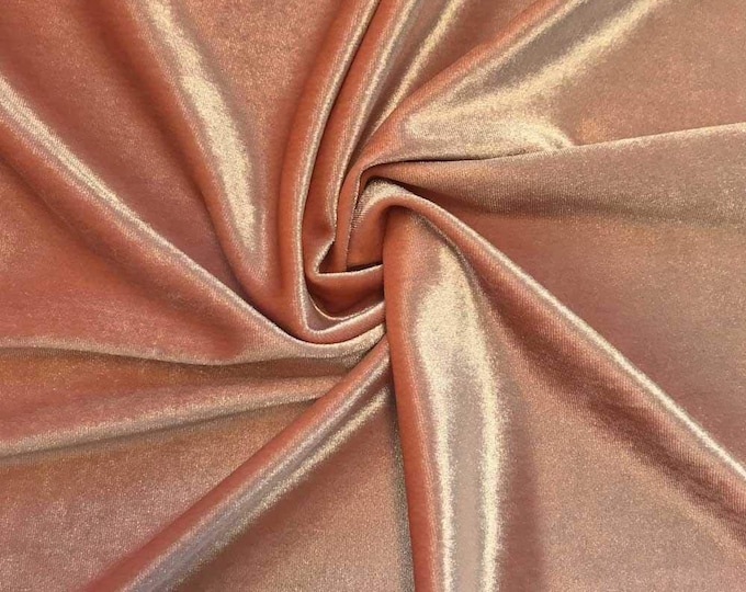 Blush Pink 60" Wide 90% Polyester 10 Percent Spandex Stretch Velvet Fabric for Sewing Apparel Costumes Craft, Sold By The Yard.