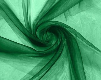 Green 58/60" Wide 100% Polyester Soft Light Weight, Sheer, See Through Crystal Organza Fabric/Cosplay Costumes, Skirts.