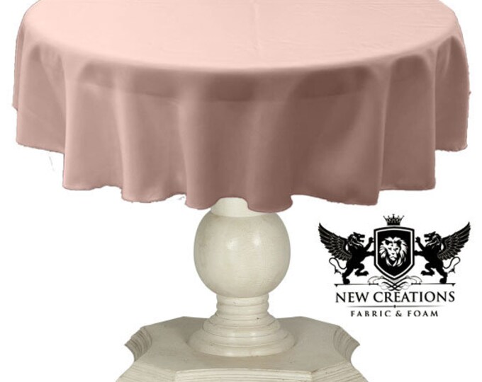 Rose Petal Pink Tablecloth Solid Dull Bridal Satin Overlay for Small Coffee Table Seamless.