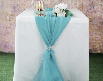 New Creations Fabric & Foam Inc, Chiffon Table Runner 18" Wide by 180" Wide Extra Long, Wedding Runners, Holiday Table Runners,