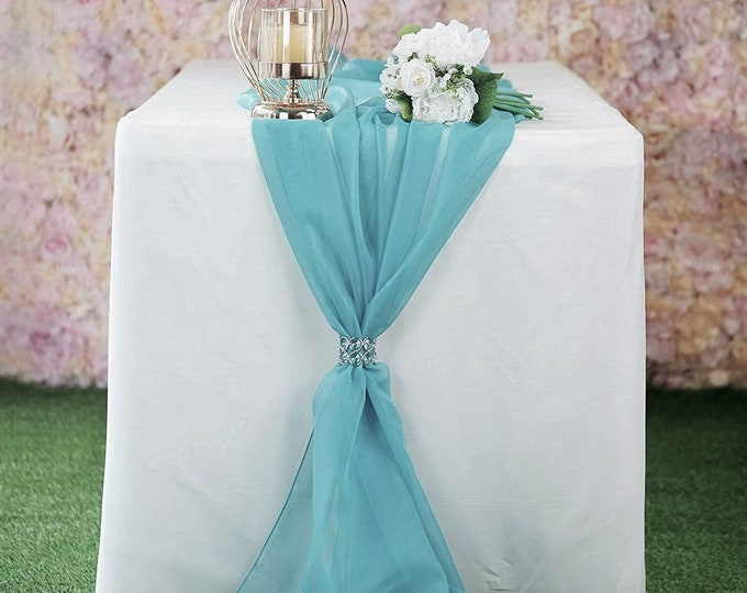 New Creations Fabric & Foam Inc, Chiffon Table Runner 18" Wide by 180" Wide Extra Long, Wedding Runners, Holiday Table Runners,