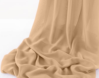 Beige Chelsea Wool Dobby Chiffon Fabric/58" Wide Sheer Fabric/Solid Color Draping Fabric for Wedding Party Easter Backdrop.