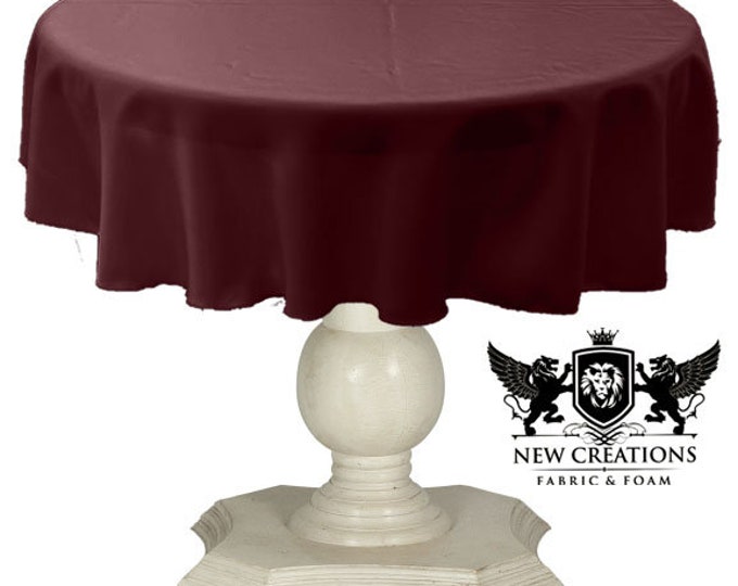 Burgundy Round Tablecloth Solid Dull Bridal Satin Overlay for Small Coffee Table Seamless.