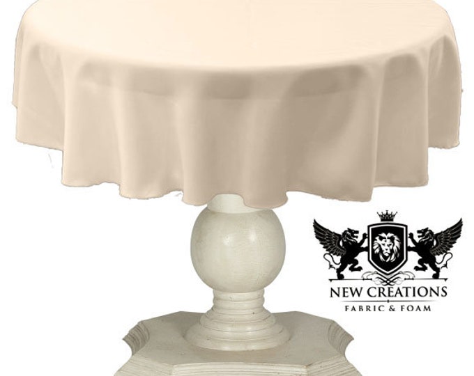 Butter Cream Round Tablecloth Solid Dull Bridal Satin Overlay for Small Coffee Table Seamless.