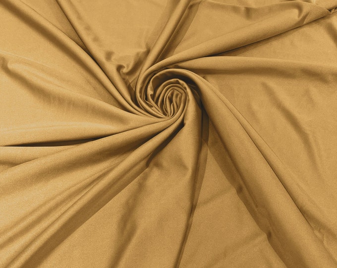 Light Gold Shiny Milliskin Nylon Spandex Fabric 4 Way Stretch 58" Wide Sold by The Yard