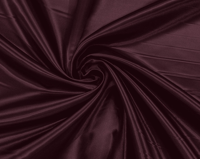Eggplant Heavy Shiny Bridal Satin Fabric for Wedding Dress, 60" inches wide sold by The Yard. New Colors