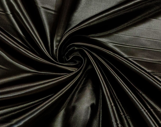 Black Heavy Shiny Bridal Satin Fabric for Wedding Dress, 60" inches wide sold by The Yard. New Colors