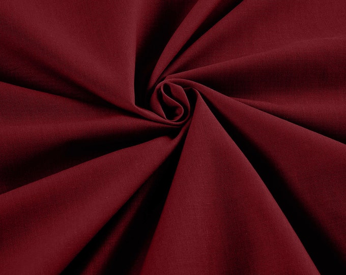 Cranberry - 58-59" Wide Premium Light Weight Poly Cotton Blend Broadcloth Fabric Sold By The Yard.