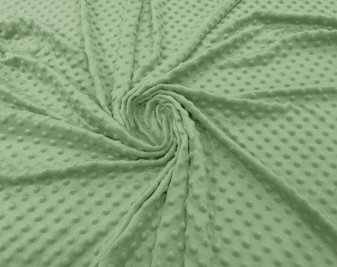 Asparagus Green Polka Dot Minky Fabric By The Yard | Super Soft Minkee Fabric | 58’’ Wide | 2 Way Stretch Polka Dot Minky Fabric.