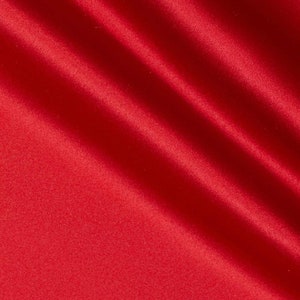 Red 95 Percent  Polyester 5% Spandex, 58 Inches Wide Matte Stretch L&#39;Amour Satin Fabric, Sold By The Yard.