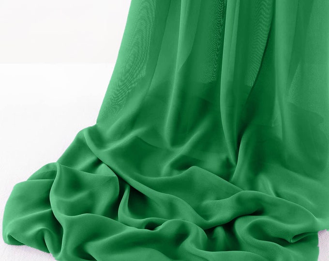 Kelly Green Chelsea Wool Dobby Chiffon Fabric/58" Wide Sheer Fabric/Solid Color Draping Fabric for Wedding Party Easter Backdrop.