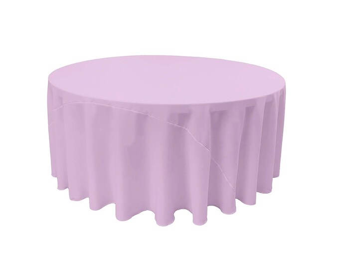 Lilac - Solid Round Polyester Poplin Tablecloth With Seamless.