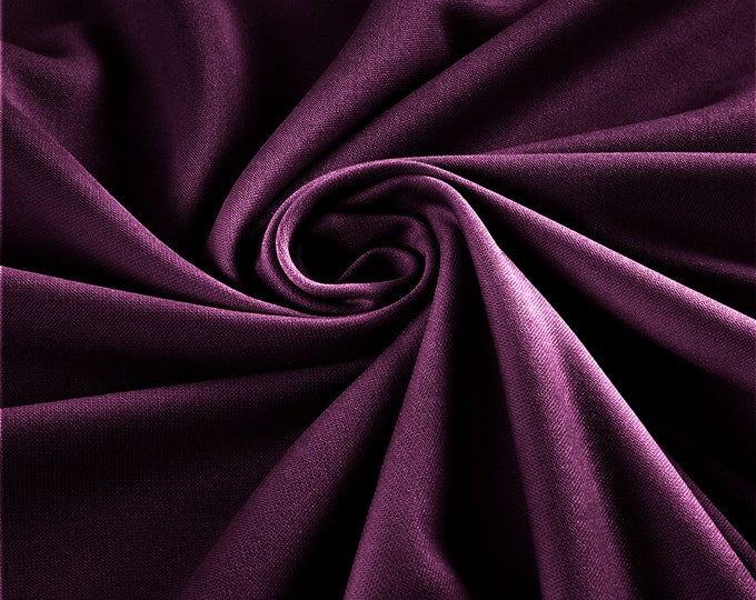Dark Magenta Stretch Crepe Scuba Techno Knit Polyester Spandex Fabric for Bows, Top Knots, Head Wraps, Clothes, Costumes, Crafts