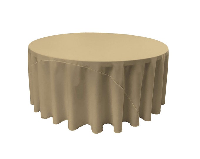 Stone - Solid Round Polyester Poplin Tablecloth With Seamless.