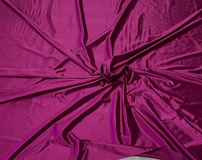 Magenta Deluxe Shiny Polyester Spandex Fabric Stretch 58" Wide Sold by The Yard.