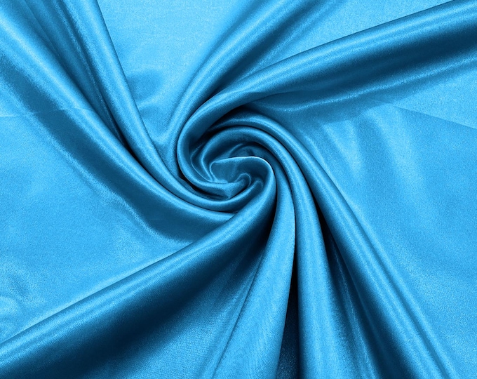 Turquoise Crepe Back Satin Fabric 58" Wide| Bridal| Prom| Nightgown| Wedding.