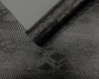 Black Snake Skin Faux Leather Fabric – 54" Wide Vinyl Upholstery