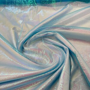 Turquoise Crush Iridescent Shimmer Organza Fabric 45” Wide, Sells by The Yard.