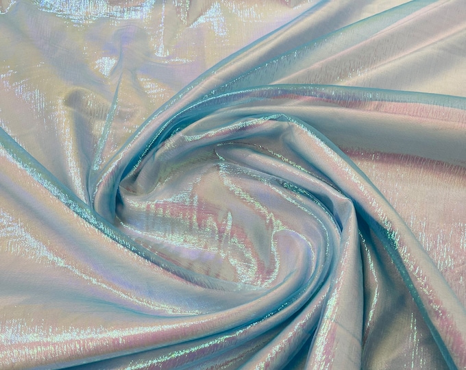 Turquoise Crush Iridescent Shimmer Organza Fabric 45” Wide, Sells by The Yard.