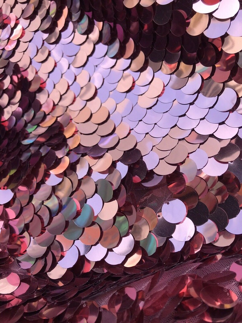 Fish Scale Paillette 18mm Mermaid Round Sequin Pearl Fabric By The Yard Black Iridescent main image 1