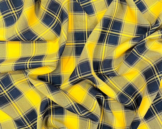 Yellow & Black Plaid Polyester Poplin 58" Wide.