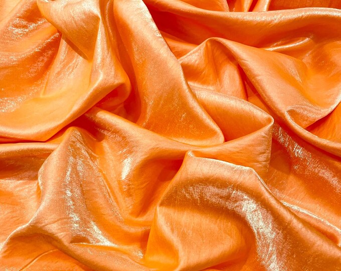 Orange Gold Iridescent Liquid Dupioni Fabric 58" Wide| Costume, Prom Dressmaking, Flowing Lightweight Material