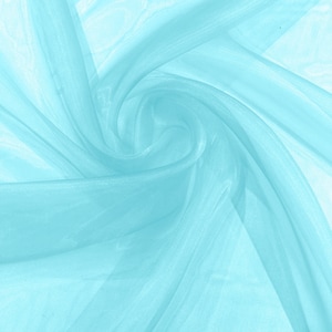 Light Aqua 58/60&quot; Wide 100% Polyester Soft Light Weight, Sheer, See Through Crystal Organza Fabric/Cosplay Costumes, Skirts.