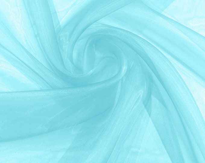 Light Aqua 58/60" Wide 100% Polyester Soft Light Weight, Sheer, See Through Crystal Organza Fabric/Cosplay Costumes, Skirts.