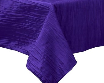 Purple Rectangular Light Weight Accordion Design Crushed Taffeta Seamless Table Overlay