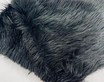 Long Pile Fur Fabric, Black Faux Fur for Cosplay Costumes, 58" Wide
