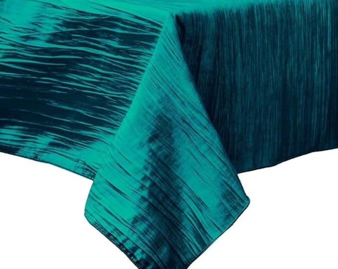 Peacock Rectangular Light Weight Accordion Design Crushed Taffeta Seamless Table Overlay