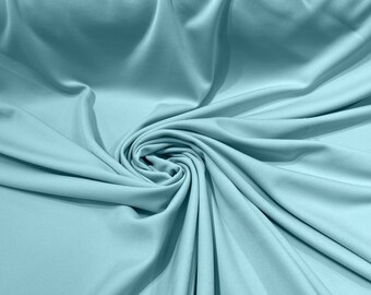 Aqua Polyester Stretch Scuba Knit Fabric| Wrinkle Free| 58" Wide| Apparel| Dresses.