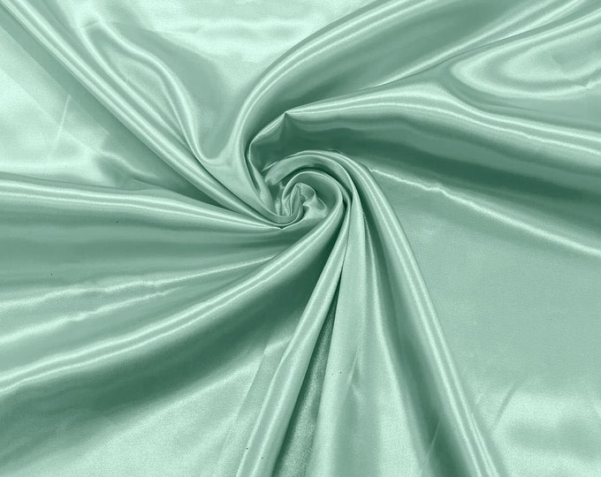 Ice Mint - Shiny Charmeuse Satin Fabric for Wedding Dress/Crafts Costumes/58” Wide /Silky Satin