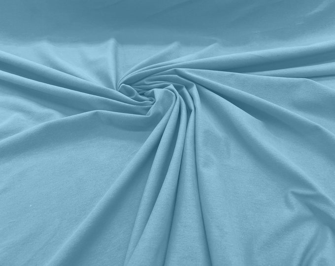 Baby Blue 58/60" Wide  Cotton Jersey Spandex Knit Blend 95% Cotton 5 percent Spandex/Stretch Fabric/Costume