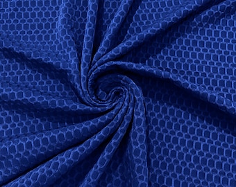 Royal Blue - Honeycomb 4-Way Stretch Knit Fabric for Leggings, Athletic Wear, Work Out Gear, Biker Fabric by The Yard.